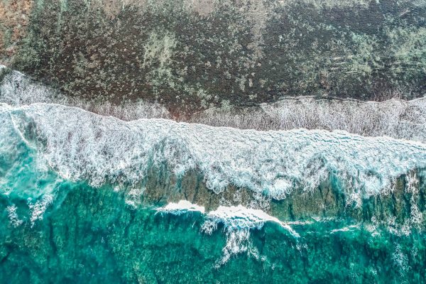 top view of surf waves