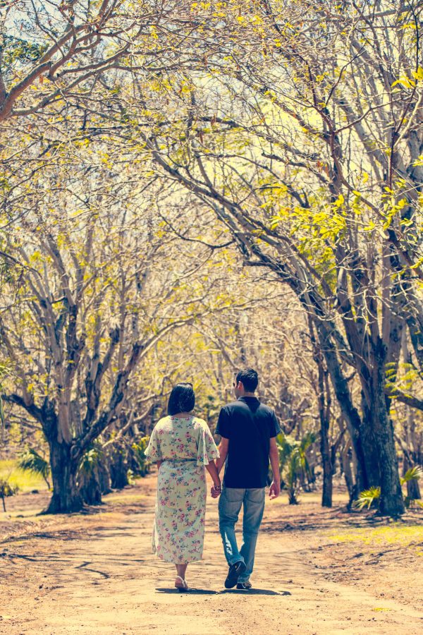 Couple walking in a forest 